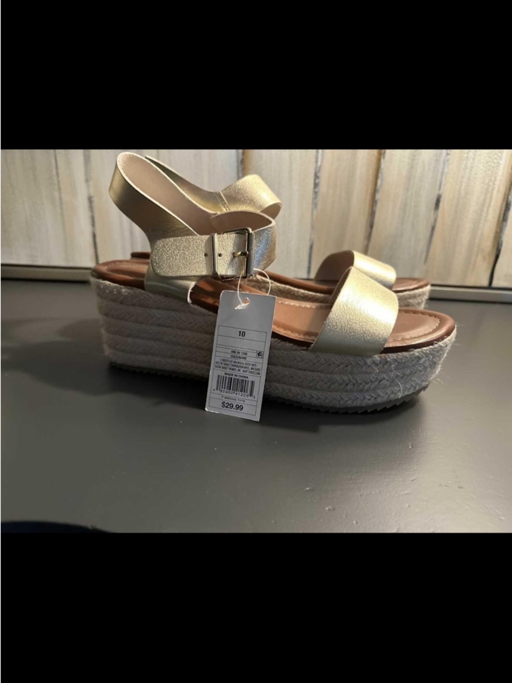 Womens Metallic Espadrille Wedge Sandals Size 10 NWT